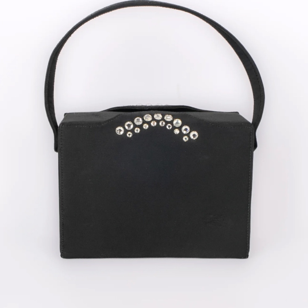 Vintage Miss Lewis Black Bag With Decorated Rhinestones